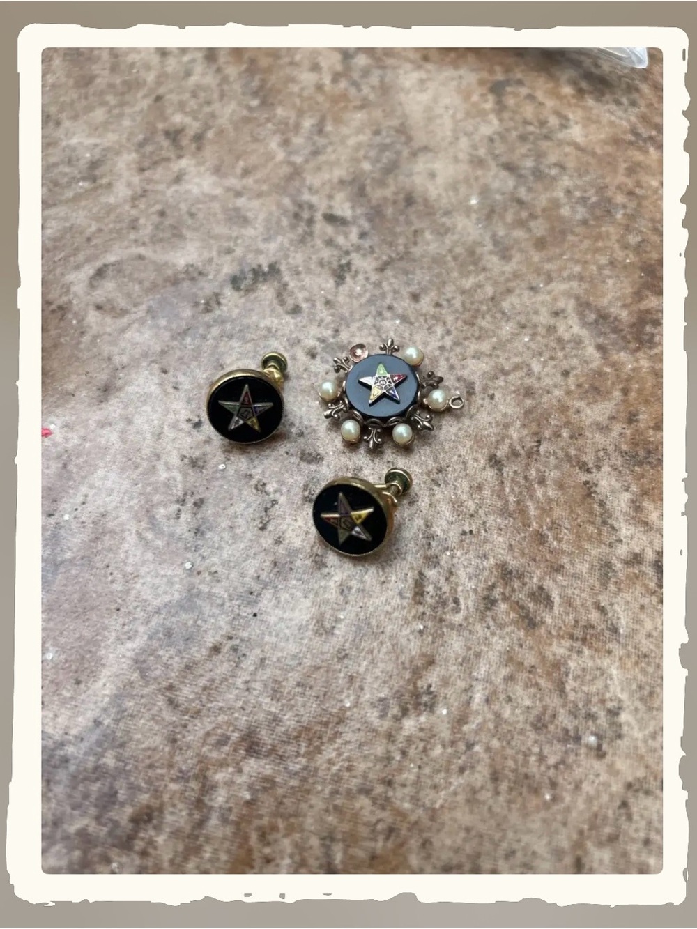 Children's Black Star Button Jewelry Set with Pearl Accent 65.00